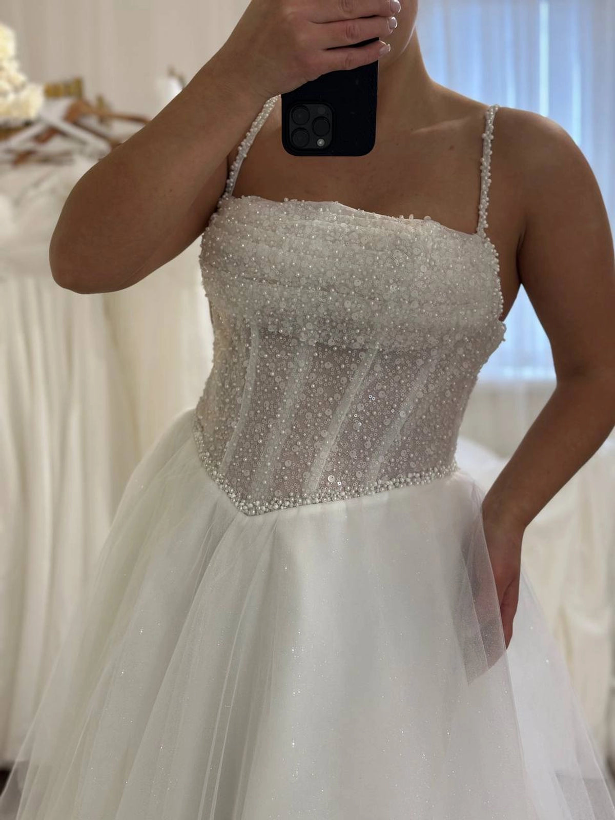 A-Line Wedding Dress with Corset | Tulle Skirt & Exquisite Decor | Elegant Bridal Gown for Ceremony