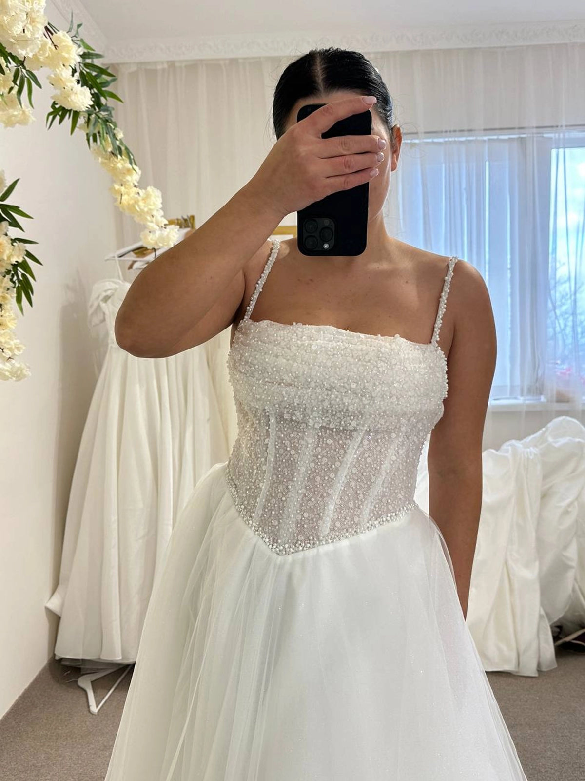 A-Line Wedding Dress with Corset | Tulle Skirt & Exquisite Decor | Elegant Bridal Gown for Ceremony