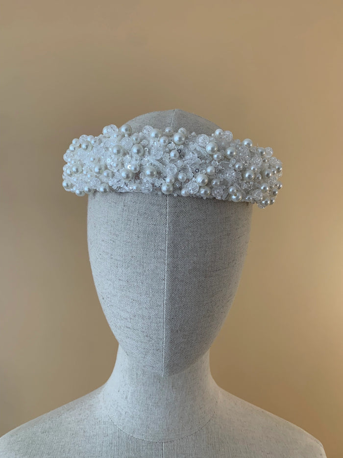 Bridal Pearl Hair Piece | White Pearl Wedding Headband | Elegant Hair Accessory for Bride