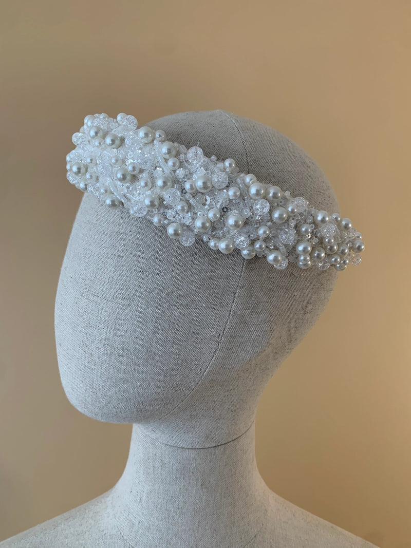 Bridal Pearl Hair Piece | White Pearl Wedding Headband | Elegant Hair Accessory for Bride