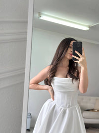 Royal Satin Corset Dress with Lace-Up Back | High Slit Elegant Evening Gown