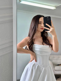 Royal Satin Corset Dress with Lace-Up Back | High Slit Elegant Evening Gown