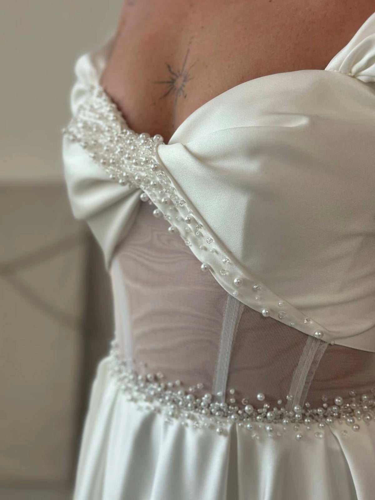 Hand Embroidered Satin Corset Dress | Pleated Lace-Up Back Formal Gown | Elegant Evening Wear