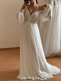Minimalist Boho Wedding Dress | Chiffon Skirt & Macrame Bodice