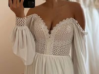 Minimalist Boho Wedding Dress | Chiffon Skirt & Macrame Bodice