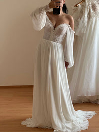 Minimalist Boho Wedding Dress | Chiffon Skirt & Macrame Bodice