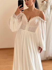 Minimalist Boho Wedding Dress | Chiffon Skirt & Macrame Bodice
