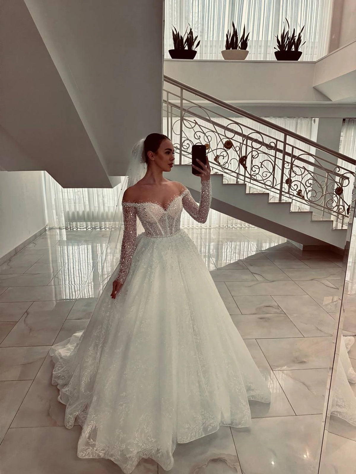 Beaded Lace Wedding Dress | Glitter Bridal Gown | Sparkly Elegant Wedding Attire