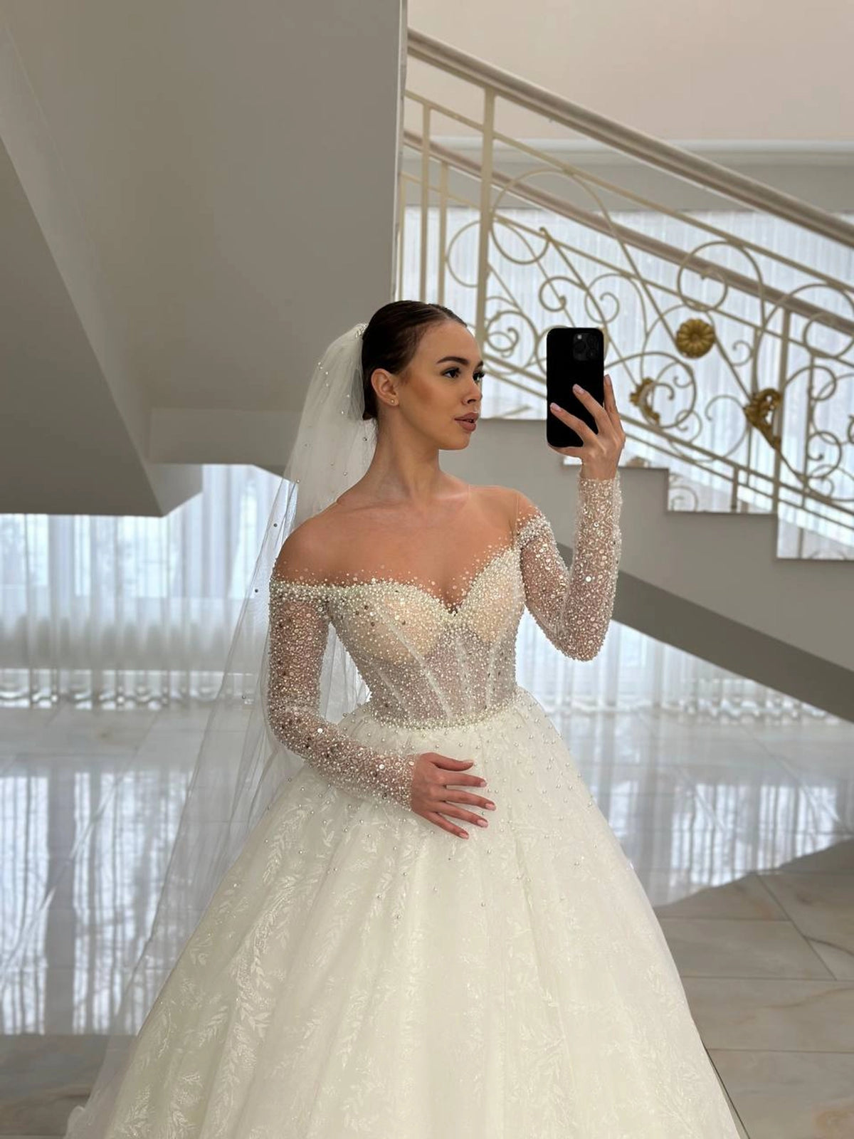 Beaded Lace Wedding Dress | Glitter Bridal Gown | Sparkly Elegant Wedding Attire
