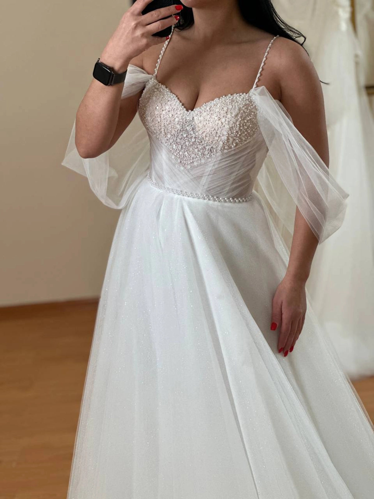 A-Line Off Shoulder Wedding Dress | Beaded Corset Bridal Gown | Elegant & Affordable