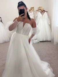 Sparkly Glitter Tulle Western Wedding Dress | Custom Maxi Beaded Corset Gown | Gorgeous V-Neck Fairytale Dress