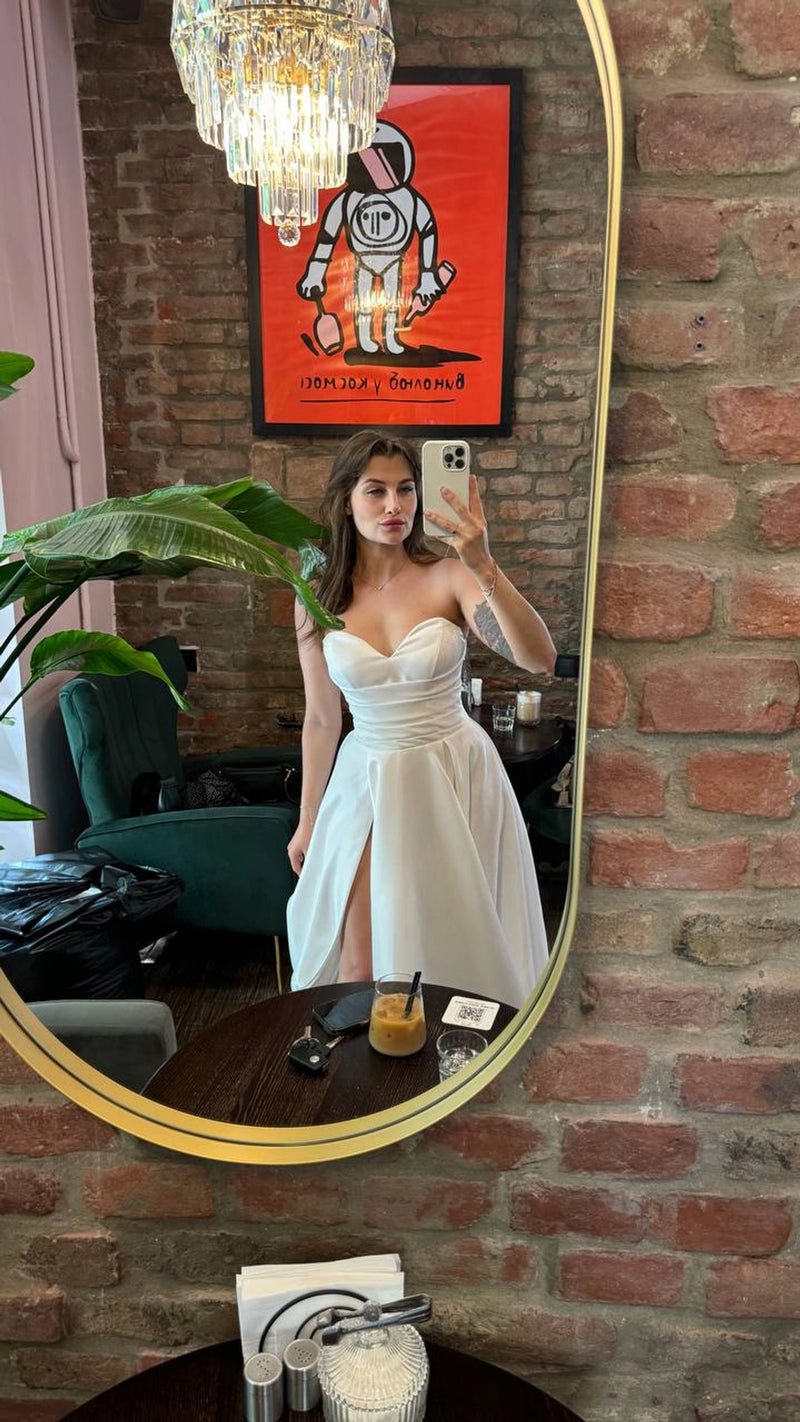 Lustrous Satin Minimalist Wedding Dress | Soft Satin Chic Bridal Gown | Luxurious Elegant Dress