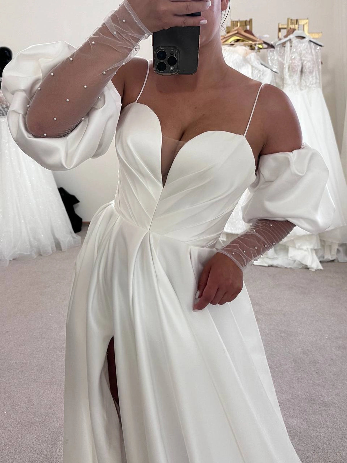 Boho Satin Wedding Dress for Bride | Minimalist Bridesmaid Gown | Elegant Boho Style Outfit