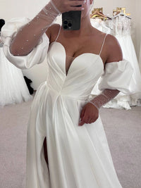 Boho Satin Wedding Dress for Bride | Minimalist Bridesmaid Gown | Elegant Boho Style Outfit