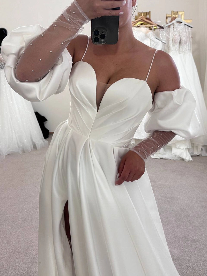 Boho Satin Wedding Dress for Bride | Minimalist Bridesmaid Gown | Elegant Boho Style Outfit