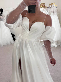 Boho Satin Wedding Dress for Bride | Minimalist Bridesmaid Gown | Elegant Boho Style Outfit