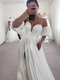 Boho Satin Wedding Dress for Bride | Minimalist Bridesmaid Gown | Elegant Boho Style Outfit