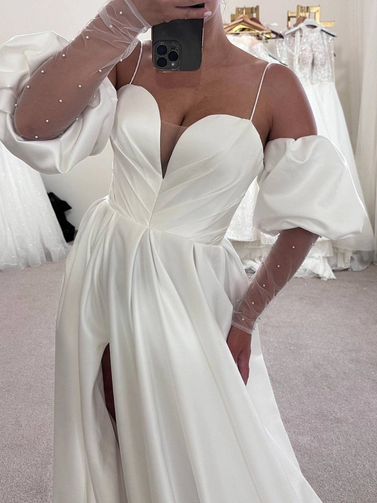 Boho Satin Wedding Dress for Bride | Minimalist Bridesmaid Gown | Elegant Boho Style Outfit
