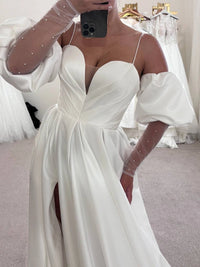 Boho Satin Wedding Dress for Bride | Minimalist Bridesmaid Gown | Elegant Boho Style Outfit