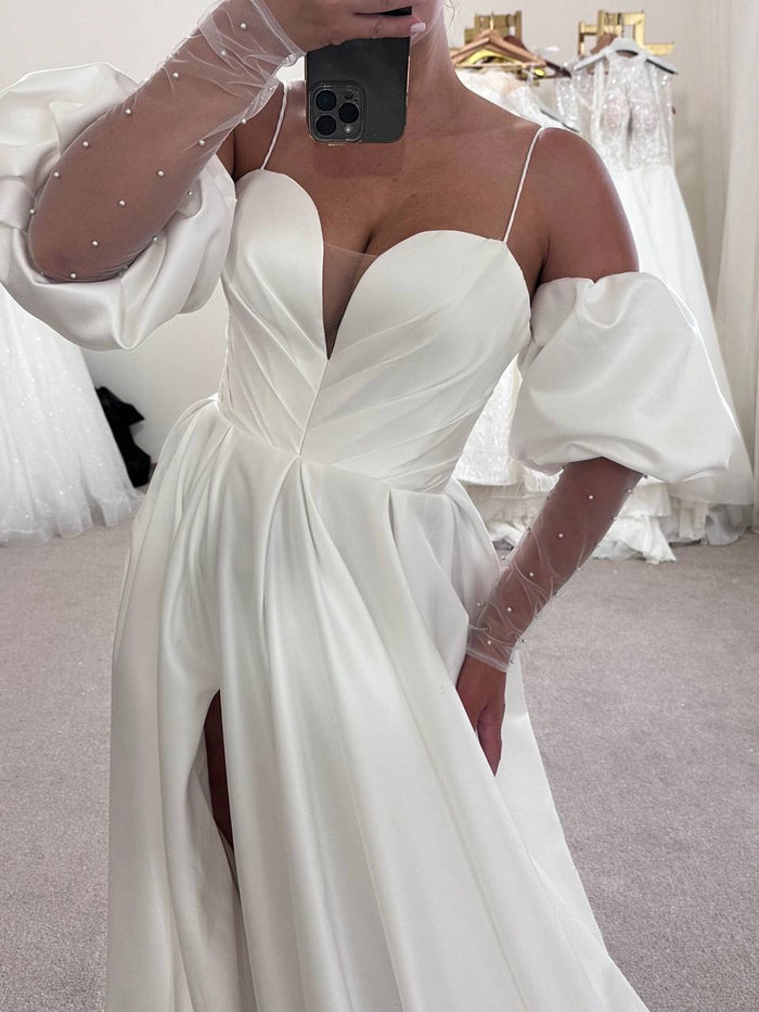 Boho Satin Wedding Dress for Bride | Minimalist Bridesmaid Gown | Elegant Boho Style Outfit