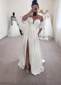 Boho Satin Wedding Dress for Bride | Minimalist Bridesmaid Gown | Elegant Boho Style Outfit