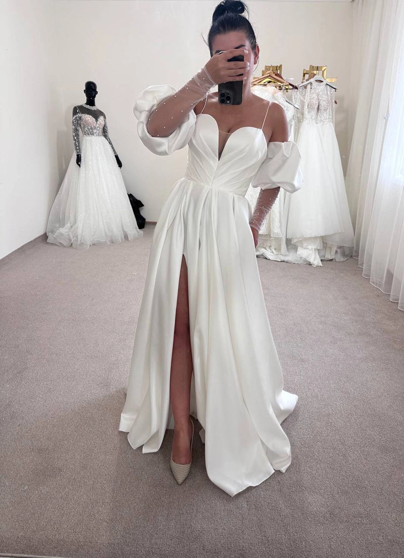Boho Satin Wedding Dress for Bride | Minimalist Bridesmaid Gown | Elegant Boho Style Outfit