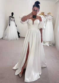 Boho Satin Wedding Dress for Bride | Minimalist Bridesmaid Gown | Elegant Boho Style Outfit