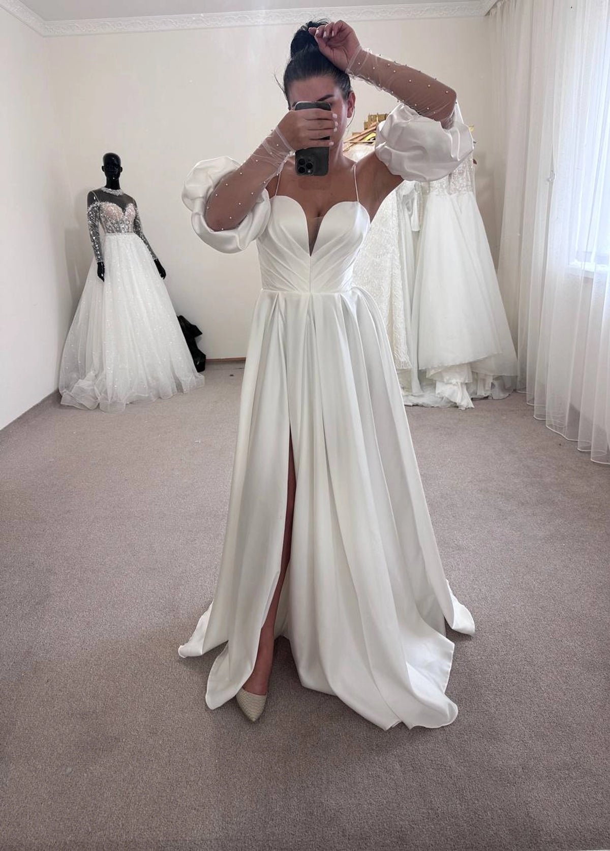 Boho Satin Wedding Dress for Bride | Minimalist Bridesmaid Gown | Elegant Boho Style Outfit