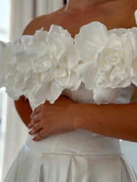 Elegant Satin Wedding Dress with Floral Details | Romantic Bridesmaid Attire
