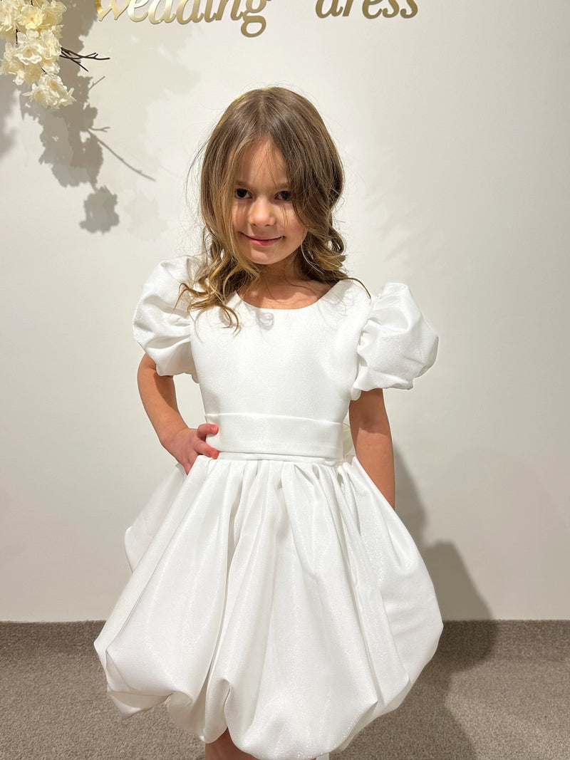 White Lace Princess Dress for Toddler | Off-Shoulder Flower Girl Dress | Wedding Outfit for Baby Girl