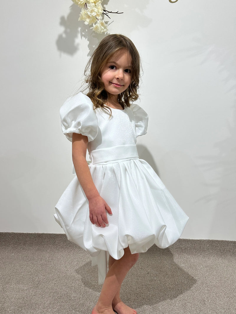 White Lace Princess Dress for Toddler | Off-Shoulder Flower Girl Dress | Wedding Outfit for Baby Girl