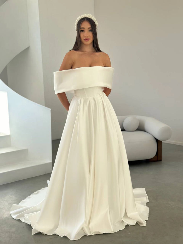 Sleek Satin Wedding Dress | Boho Style Bridal or Bridesmaid Gown | Modern Elegant Wedding Outfit