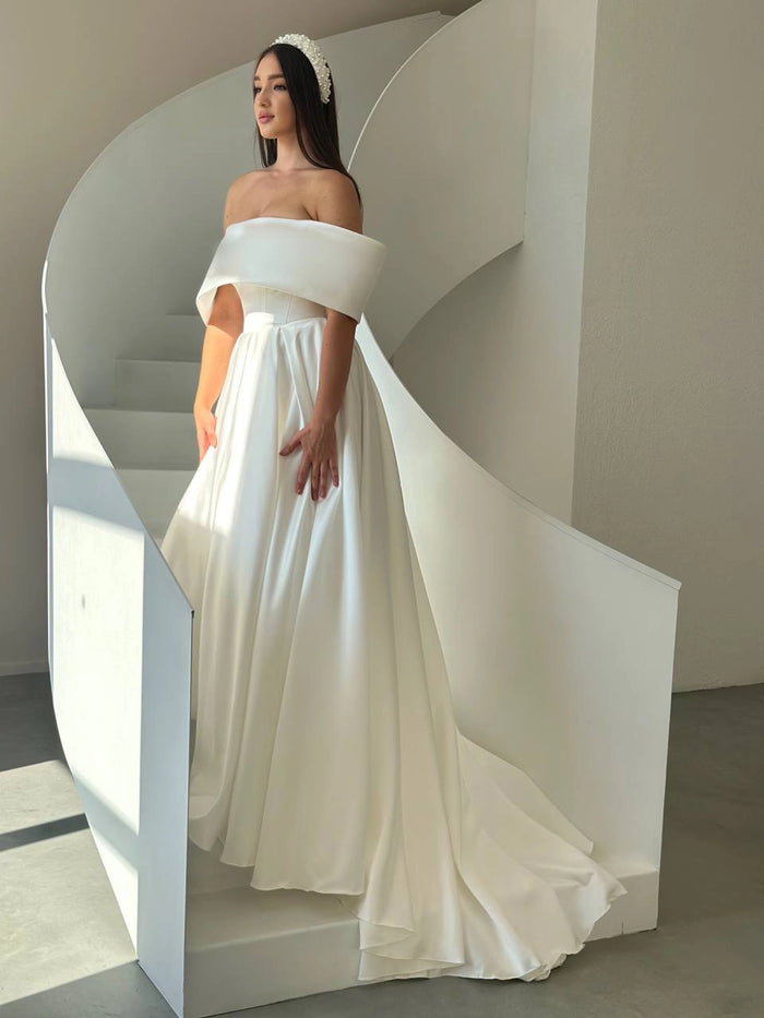 Sleek Satin Wedding Dress | Boho Style Bridal or Bridesmaid Gown | Modern Elegant Wedding Outfit