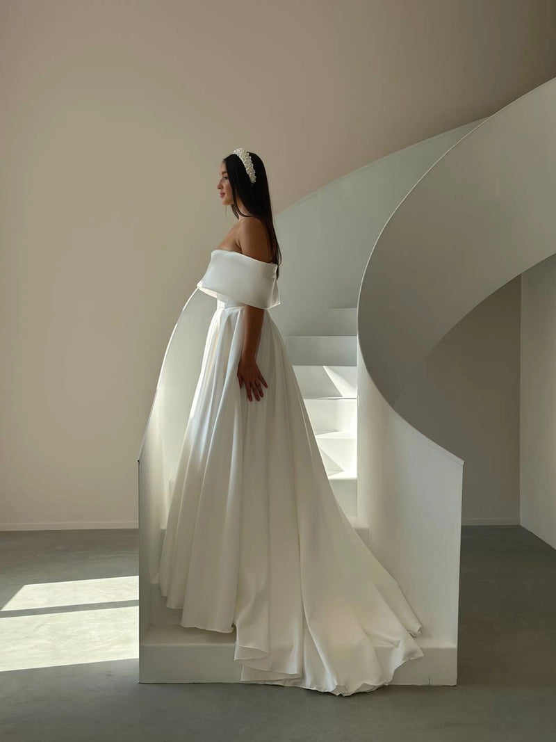 Sleek Satin Wedding Dress | Boho Style Bridal or Bridesmaid Gown | Modern Elegant Wedding Outfit
