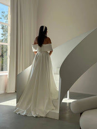 Sleek Satin Wedding Dress | Boho Style Bridal or Bridesmaid Gown | Modern Elegant Wedding Outfit