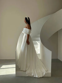 Sleek Satin Wedding Dress | Boho Style Bridal or Bridesmaid Gown | Modern Elegant Wedding Outfit