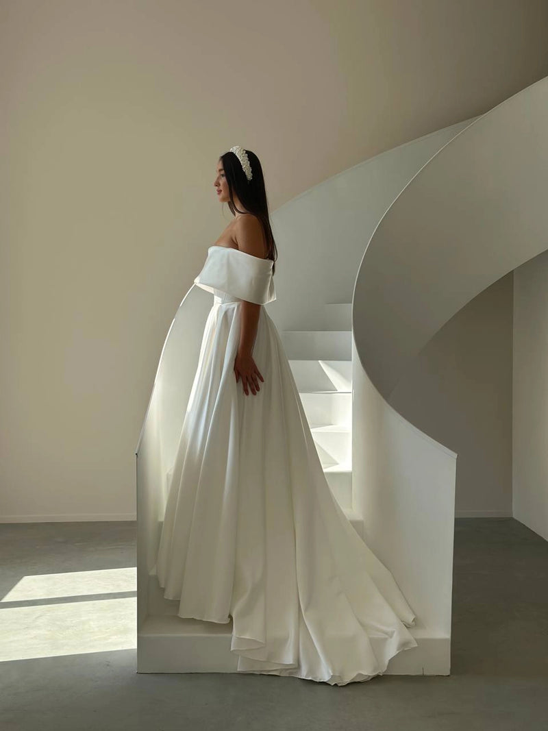Sleek Satin Wedding Dress | Boho Style Bridal or Bridesmaid Gown | Modern Elegant Wedding Outfit