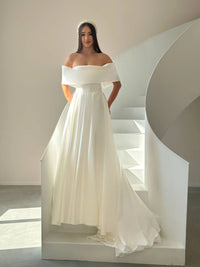 Sleek Satin Wedding Dress | Boho Style Bridal or Bridesmaid Gown | Modern Elegant Wedding Outfit