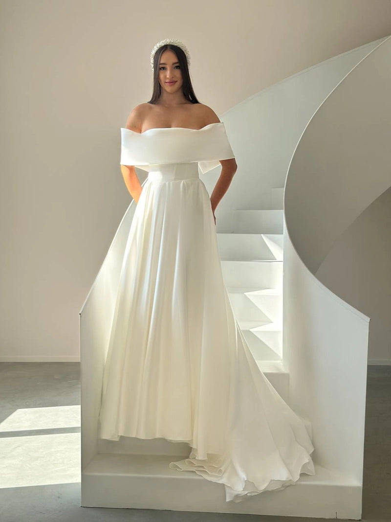 Sleek Satin Wedding Dress | Boho Style Bridal or Bridesmaid Gown | Modern Elegant Wedding Outfit