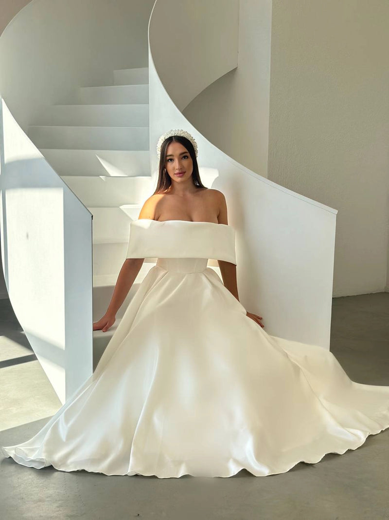 Sleek Satin Wedding Dress | Boho Style Bridal or Bridesmaid Gown | Modern Elegant Wedding Outfit