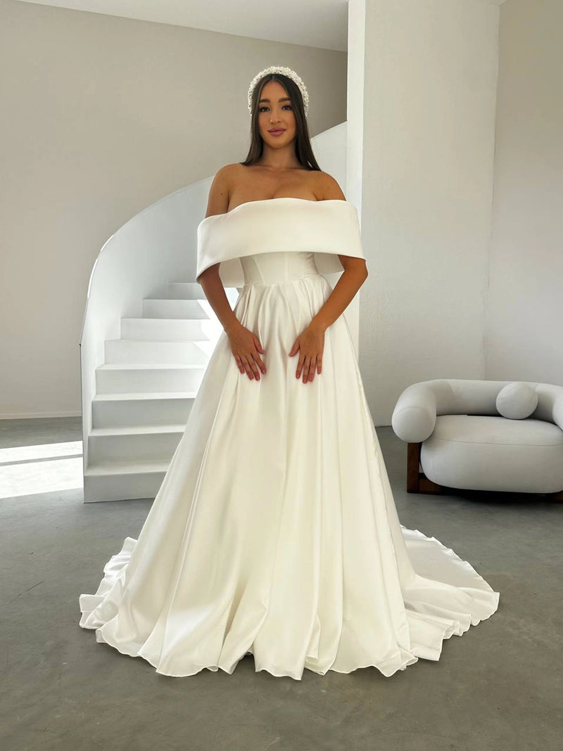 Sleek Satin Wedding Dress | Boho Style Bridal or Bridesmaid Gown | Modern Elegant Wedding Outfit