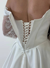 Wedding Dress with Lace Corset & Satin Gown | Winter Bridal Gown | Romantic Fairytale Reception Dress