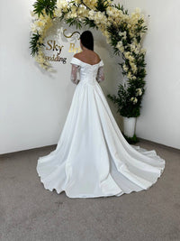 Wedding Dress with Lace Corset & Satin Gown | Winter Bridal Gown | Romantic Fairytale Reception Dress