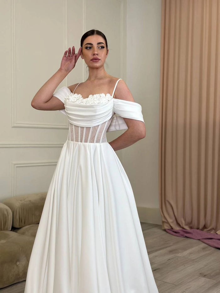 Elegant Royal Satin Wedding Dress | Classic Elegance with Modern Twist | Bridal Gown & Wedding Attire