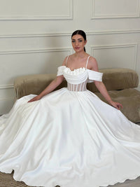 Elegant Royal Satin Wedding Dress | Classic Elegance with Modern Twist | Bridal Gown & Wedding Attire