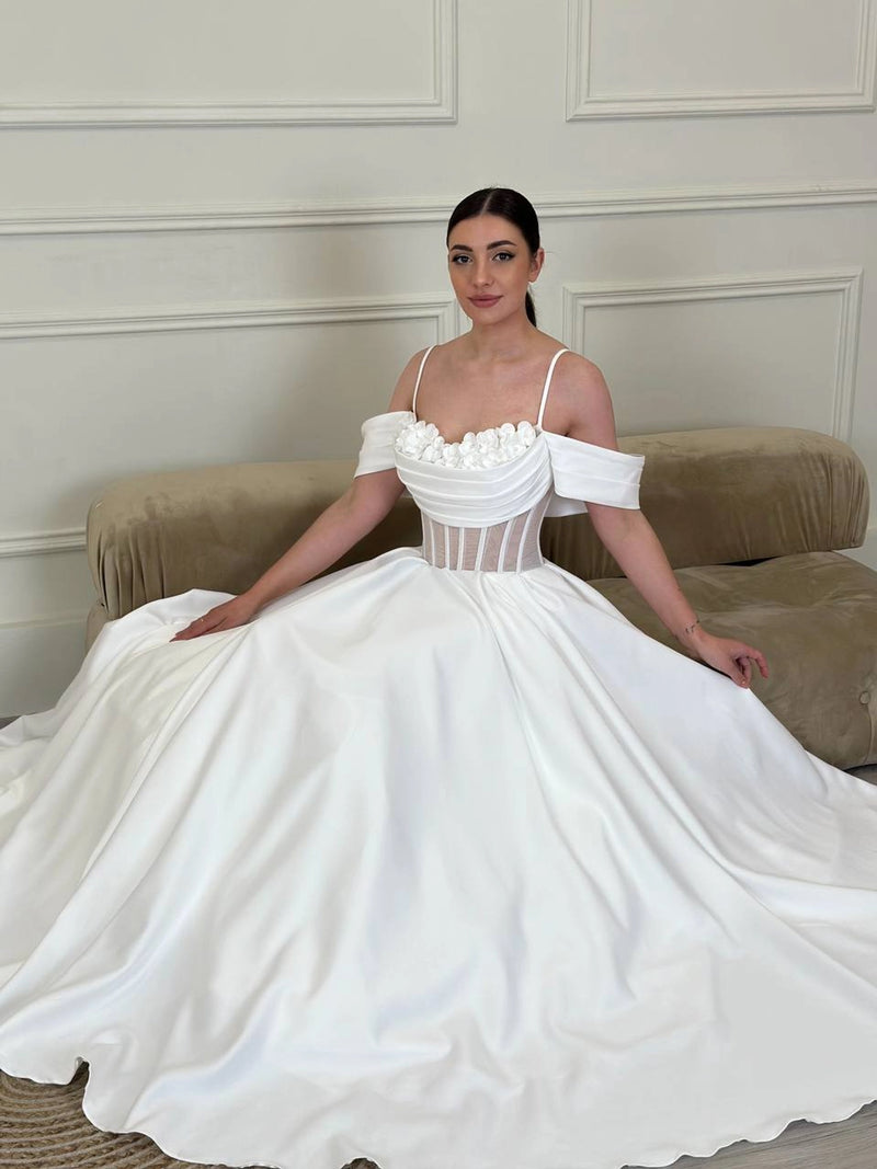 Elegant Royal Satin Wedding Dress | Classic Elegance with Modern Twist | Bridal Gown & Wedding Attire