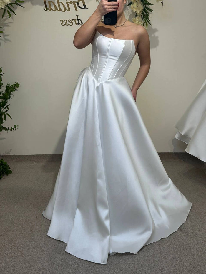 Chic Minimalist Satin Wedding Dress | Lustrous Luxe Bridal Gown | Soft & Enchanted Satin Look