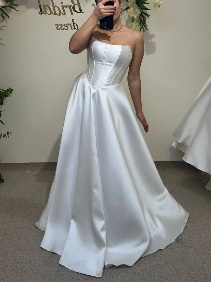 Chic Minimalist Satin Wedding Dress | Lustrous Luxe Bridal Gown | Soft & Enchanted Satin Look