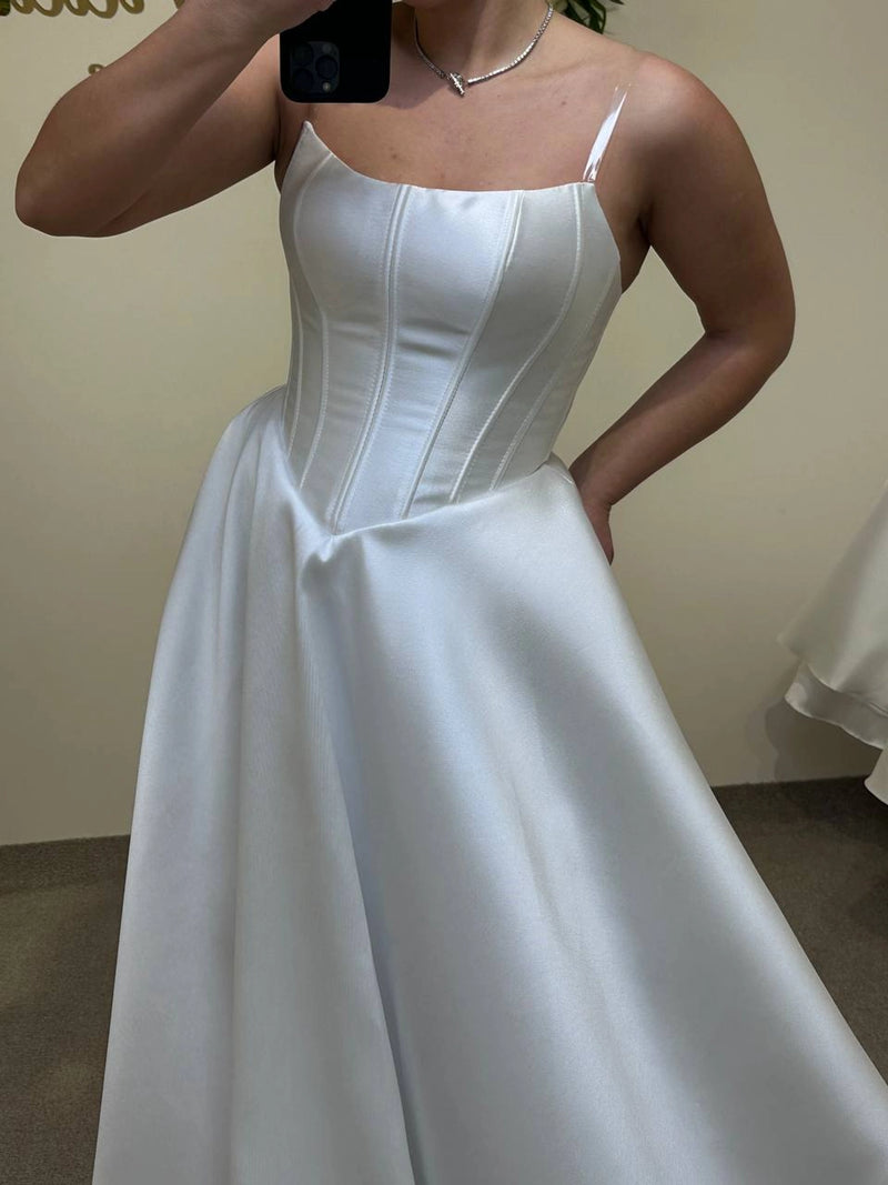 Chic Minimalist Satin Wedding Dress | Lustrous Luxe Bridal Gown | Soft & Enchanted Satin Look