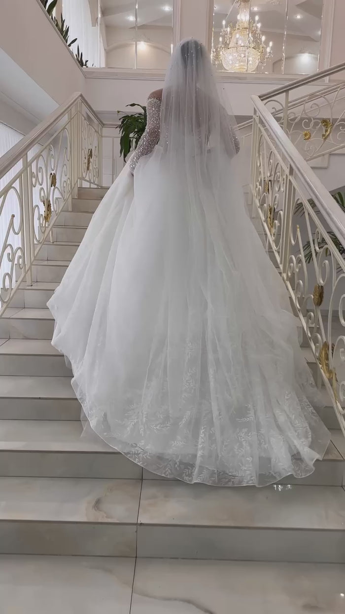 Beaded Lace Wedding Dress | Glitter Bridal Gown | Sparkly Elegant Wedding Attire